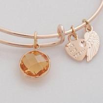 wire bracelet with big Imitation zircon charms mother