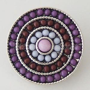 20MM Round snap Silver Plated with small purple beads KB6343 snaps jewelry