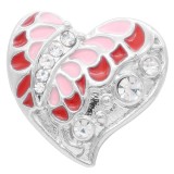 20MM love  Butterfly snap Silver Plated with rhinestone and pink enamel KC7908 snaps jewelry