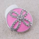 20MM cross round snap silver plated with pink Enamel KC8849 interchangable snaps jewelry