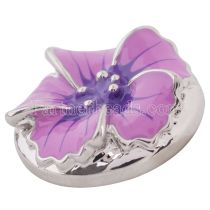 20MM flower snap Silver Plated with purple Enamel KC8798 snaps jewelry