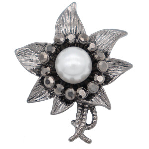 20MM Flowers design snap  Plated pearl KC7998 snaps jewelry