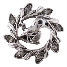 20MM bird snap silver plated with gray Rhinestone and bead KC5509 snaps jewelry