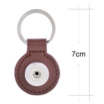 Brown pu leater fashion Keychain  buttons fit snaps chunks KC1122 Snaps Jewelry