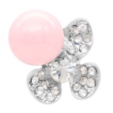 20MM design snap silver Plated with  rhinestone and  pink pearl KC6926 snaps jewelry