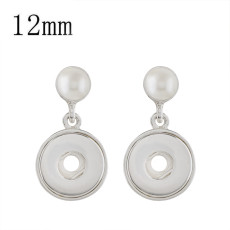 snap sliver earring with pearl fit 12MM snaps jewelry KS1199-S