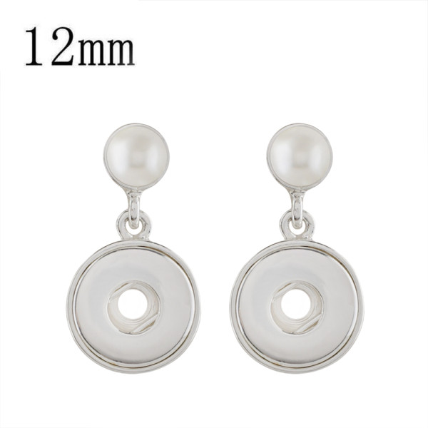 snap sliver earring with pearl fit 12MM snaps jewelry KS1199-S