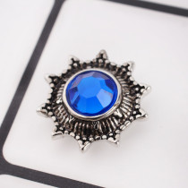 18MM snap Antique Silver Plated with blue Rhinestone KC9634 snaps jewelry