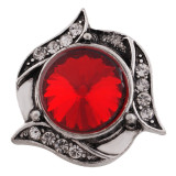 20MM design snap Silver Plated with red Rhinestone KC6455 snaps jewelry