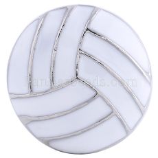 20MM Volleyball snap Silver Plated with white Enamel KC6083 snaps jewelry