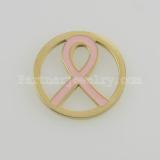 25MM stainless steel coin charms fit  jewelry size pink ribbon