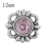 12MM design snap sliver plated with pink Rhinestone KS6300-S snaps jewelry
