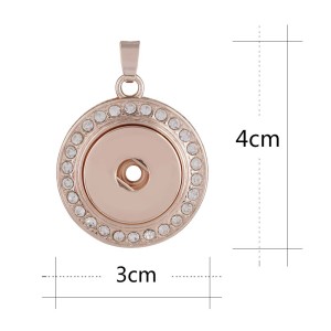 snap Rose Gold Pendant with rhinestone fit 20MM snaps style jewelry KC0387