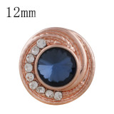 12MM round Rose Gold Plated with Dark blue rhinestone KS6283-S snaps jewelry