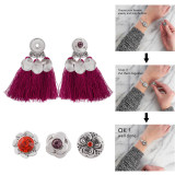 snap sliver tassel earrings with Rose red line fit 12MM snaps jewelry KS1213-S