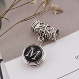 20MM English alphabet-M  snap silver  plated KB1263 with Enamel interchangeable snaps jewelry