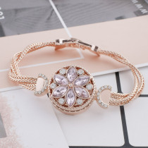 20MM round Rose-Gold Plated with pink rhinestone KC7548 snaps jewelry
