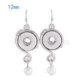 Snaps metal earring with Rhinestones and pearl KS0978-S fit 12mm chunks snaps jewelry