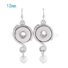 Snaps metal earring with Rhinestones and pearl KS0978-S fit 12mm chunks snaps jewelry