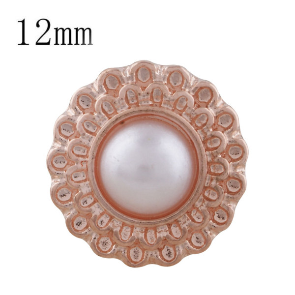 12MM round Rose Gold Plated with white bead KS6277-S snaps jewelry