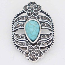 20MM design snap Silver Plated with  Rhinestone and cyanTurquoise KC6863 cyan