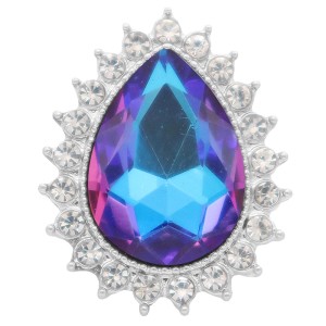 20MM design snap Silver Plated with blue and purple rhinestone KC6895 snaps jewelry