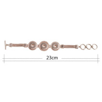 23CM 3 buttons snaps Rose Gold Bracelets KC0756 fit 20MM snaps chunks