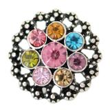 20MM flower snaps Antique Silver Plated with  Multicolor rhinestone KB6939 Multicolor