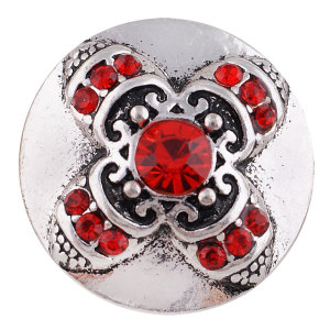 20MM Cross snap silver Plated with red Rhinestones KC7354 snaps jewelry