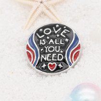 20MM love  snap button Silver Plated with enamel KC5720 snap jewelry