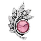 20MM design snap Silver Plated with Pink Rhinestones KC6571 snaps jewelry