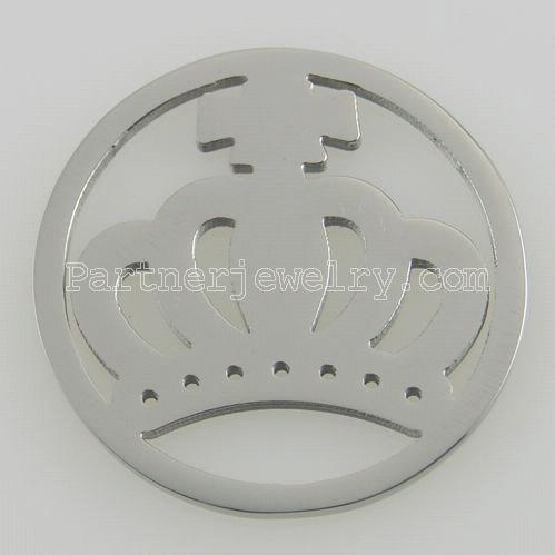 33MM stainless steel coin charms fit  jewelry size crown