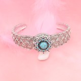 20MM design snap Silver Plated with rhinestone and Cyan Turquoise KC6899 cyan