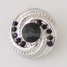 20MM Round snap Silver Plated with black rhinestone KB6172 snaps jewelry