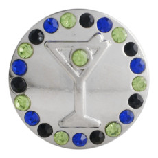 20MM design snap button Silver Plated with green Rhinestone KC9743 snap jewelry
