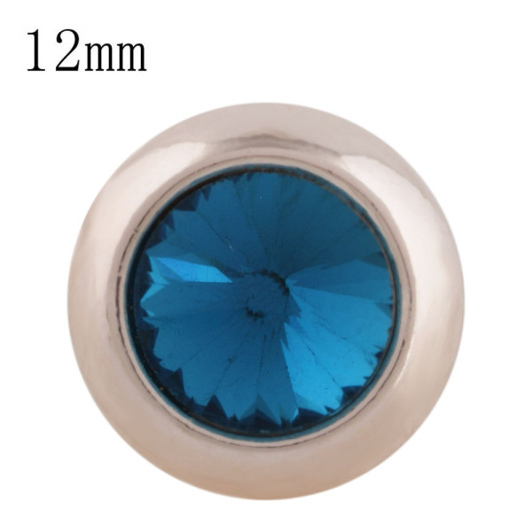 12MM round snap Rose Gold with dark blue Rhinestone KS9688-S snaps jewelry