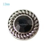 12MM Round snap Antique Silver Plated with black rhinestone KB7271-S snaps jewelry