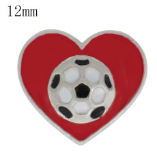 12MM football snap sliver Plated with red Enamel KS6359-S snap jewelry