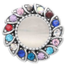 20MM design snap silver Plated with colorful Rhinestones Cat's eye is embedded in the middle KC7827 snaps jewerly