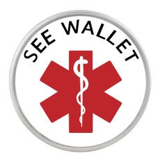 20MM Medical Alert see wallet snap glass C1122 interchangeable red