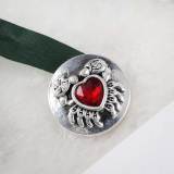 20MM Crab snap silver plated with red rhinestones  KC6303 interchangable snaps jewelry