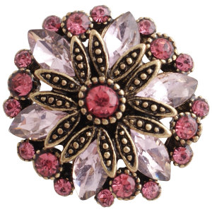 20MM design snap gold Plated with pink Rhinestones  KC7313 snaps jewelry