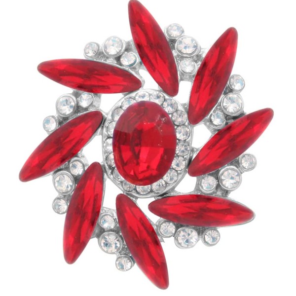 20MM design snap Silver Plated with red rhinestone KC7981 snaps jewelry