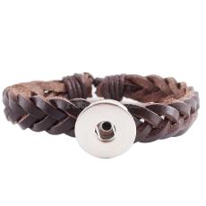 1 buttons Brown Weave leather KC0234 new type bracelets fit 20mm snaps chunks