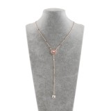 Pendant of rhinestone Rose Gold  Necklace with 47CM chain KS1149-S fit 12mm snaps jewelry