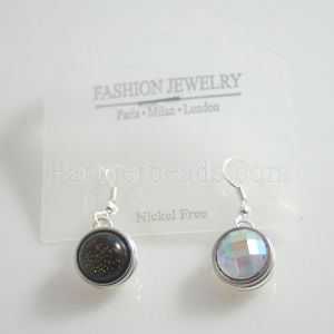 Fit 12mm Snaps plate Silver Earring
