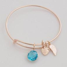 wire bracelet with big Imitation zircon charms and small metal charms
