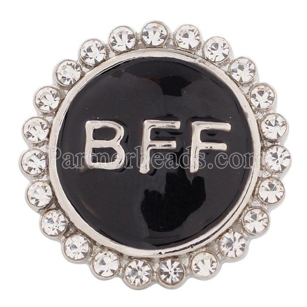 20MM snap Best Forever Friends Antique Silver Plated with black Enamel KC8560 interchangable snaps jewelry