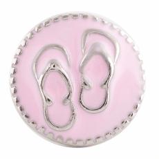 18MM Flip flops snap Silver Plated with pink Enamel KC9627 snaps jewelry
