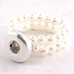 12MM snaps adjustable Silicone Stretch pearl Ring KS0934-S snaps jewelry